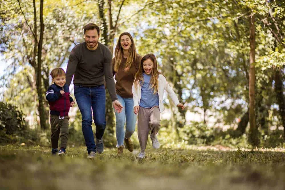 family having fun outside